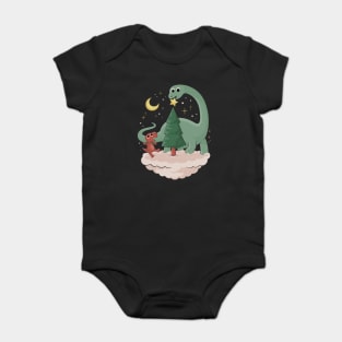 Dinosaur Christmas Tree Star Baby Bodysuit